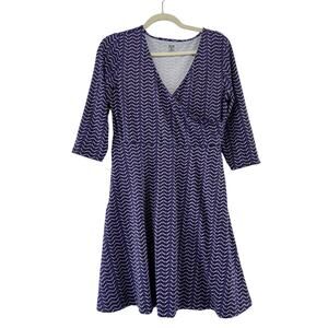 Title Nine Purple and White Patterned Dress